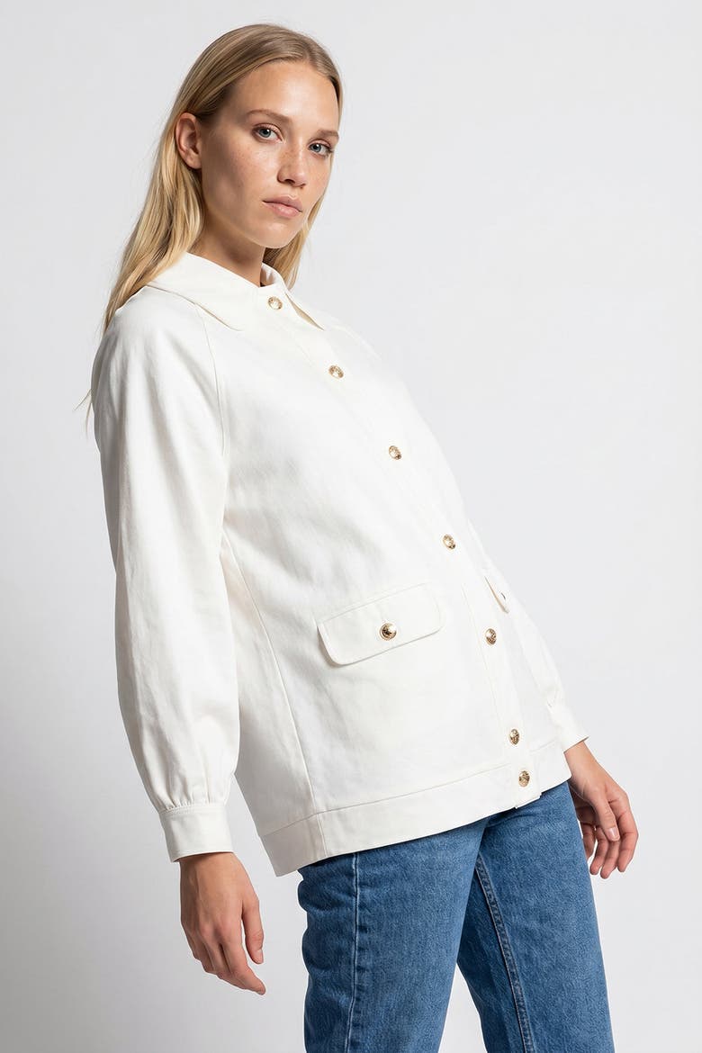 Delancy Shirt Collar Long Sleeve Jacket, Alternate, color, Ecru