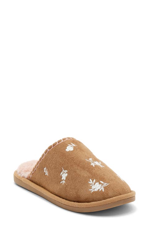 Floral Embroidered Scuff Slipper (Women)