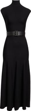 Alaïa Turtleneck Jersey Belted Dress