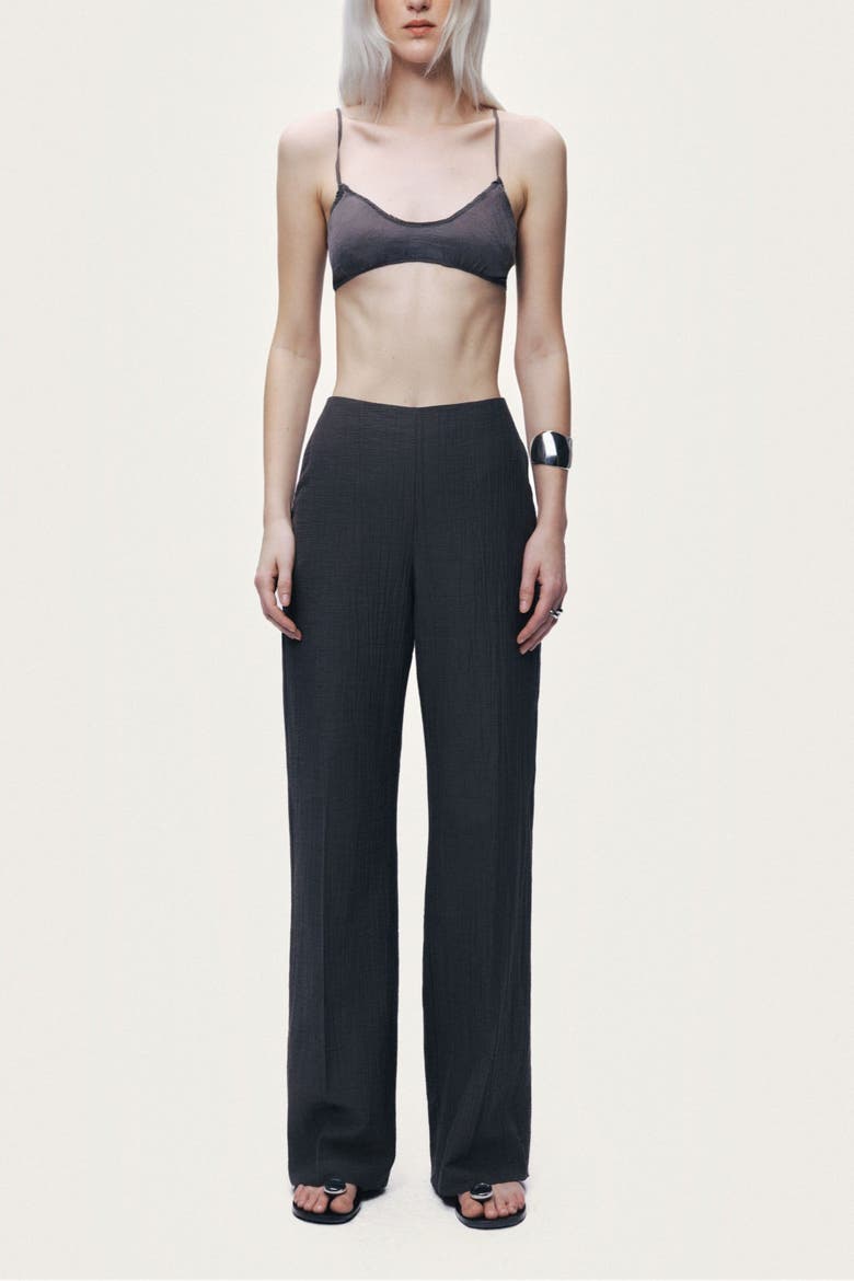 Wide Leg Fluid Pants, Alternate, color, Anthracite