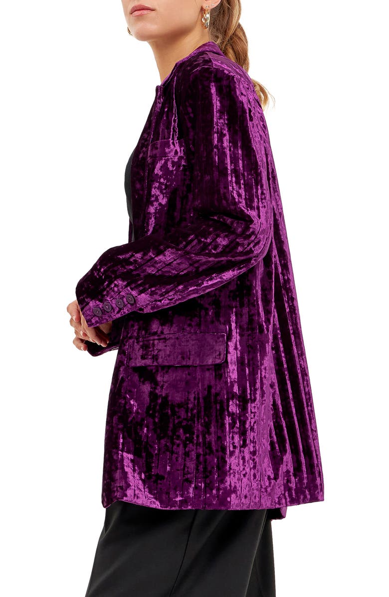 Endless Rose Pleated Crushed Velvet Blazer, Alternate, color, Orchid