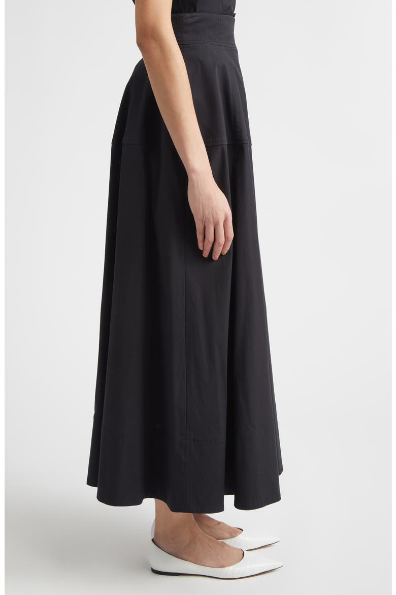 Cotton Blend Stretch Poplin Skirt, Alternate, color, BLACK