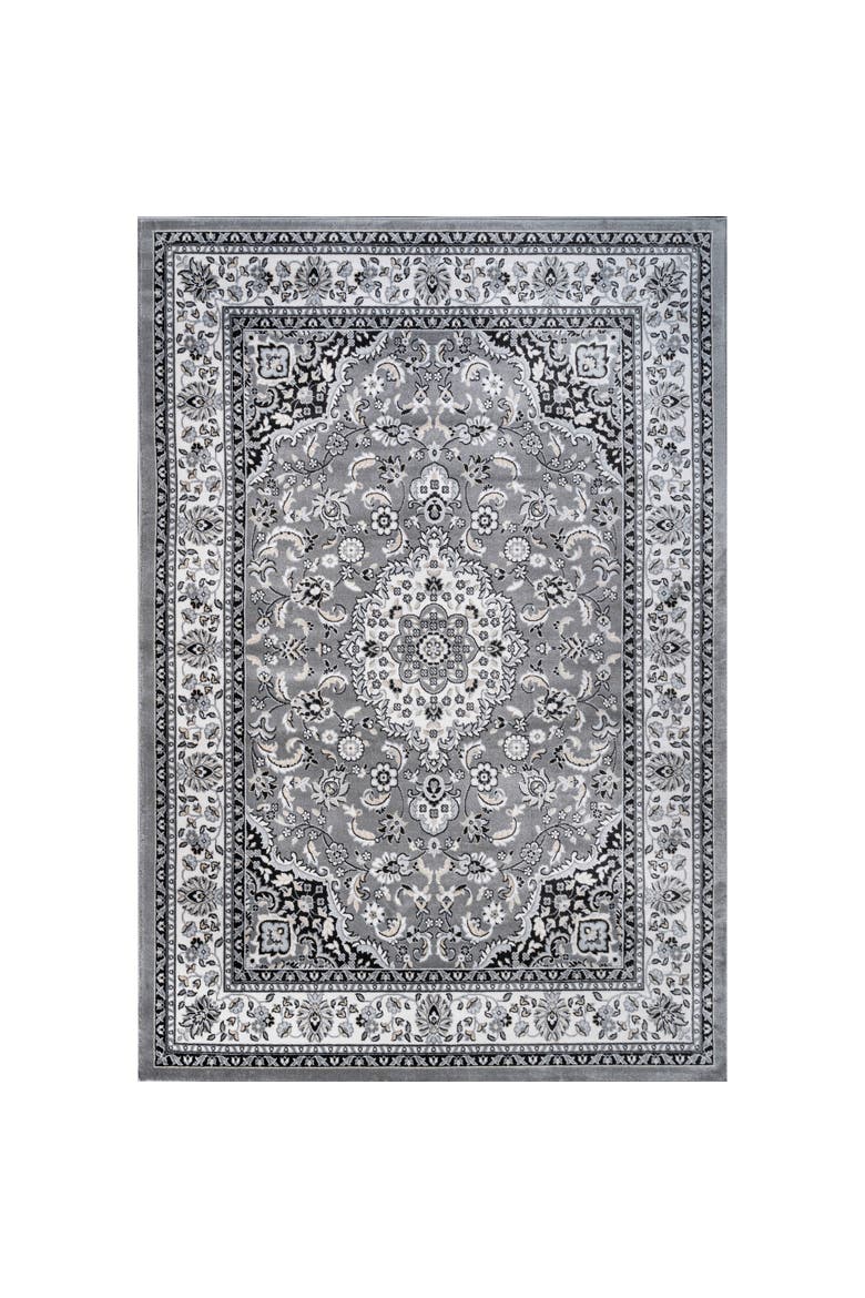 Palmette Modern Persian Floral Area Rug, Main, color, Gray/Ivory
