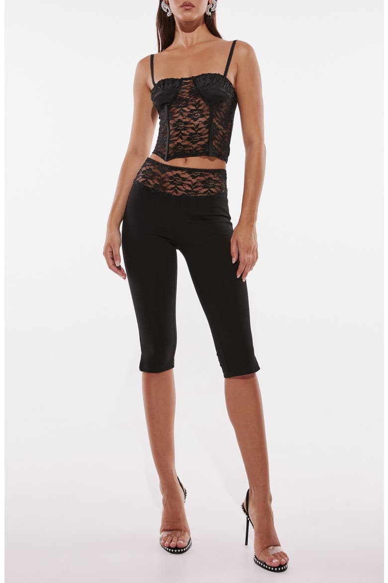 Melanie Lace Trim Capri Pants, Alternate, color, BLACK