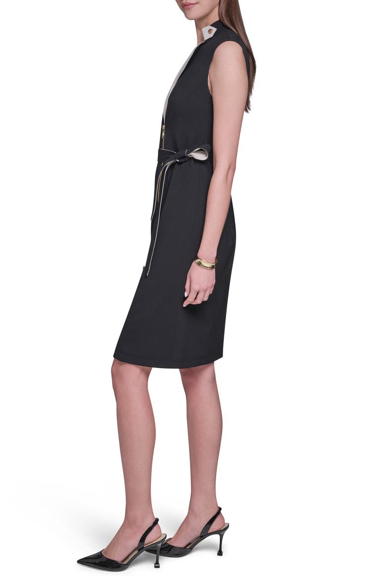 Belted Moto Sheath Dress, Alternate, color, BLACK/ BEIGE