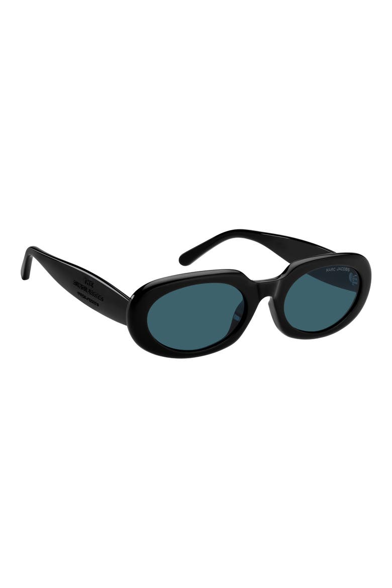 53mm Oval Sunglasses, Alternate, color, BLACK/ BLUE