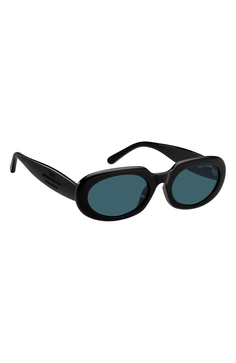 Marc Jacobs 53mm Oval Sunglasses, Alternate, color, Black/ Blue
