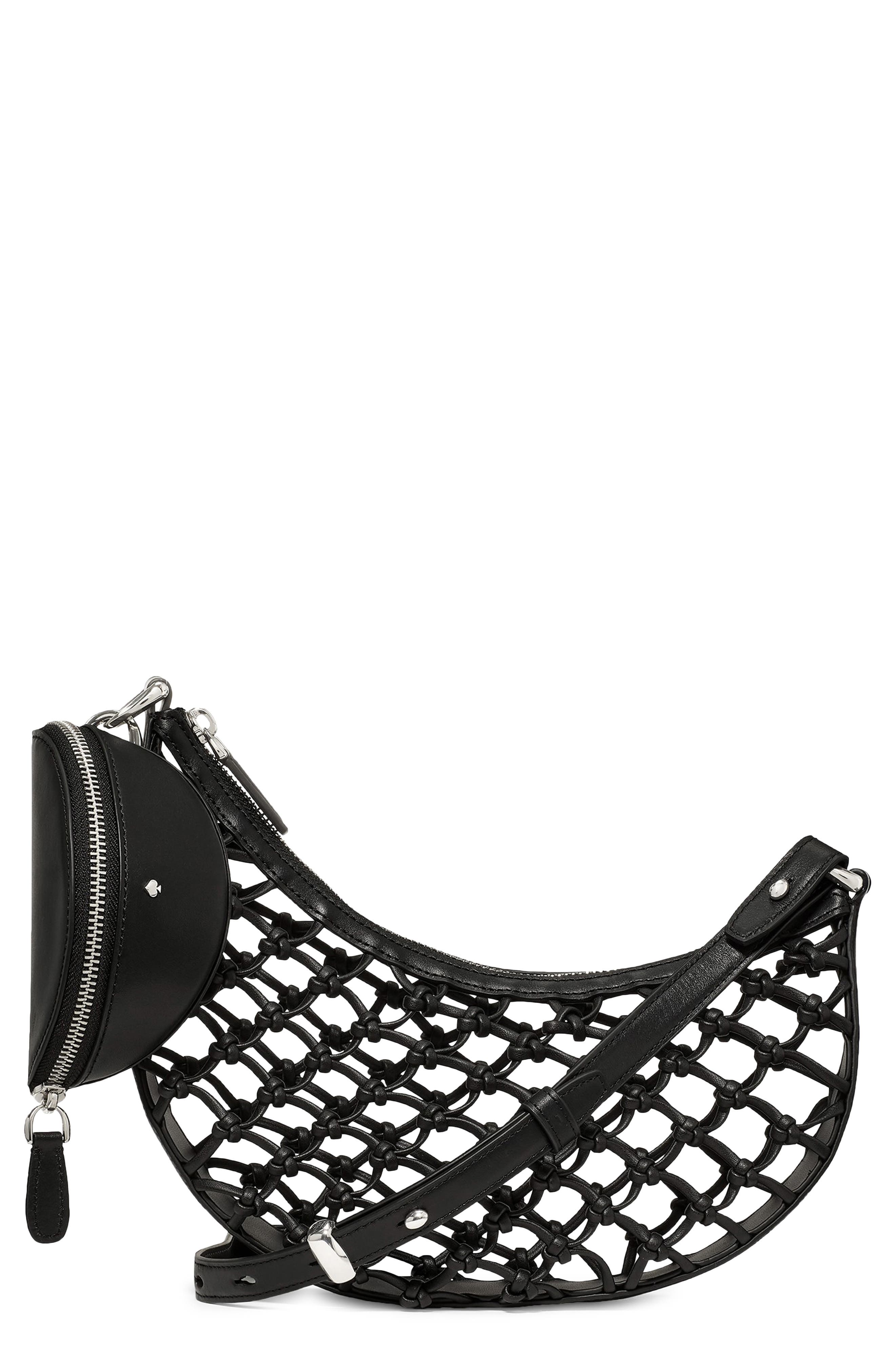 Kate Spade New York duo woven crossbody bag, Main, color, Black