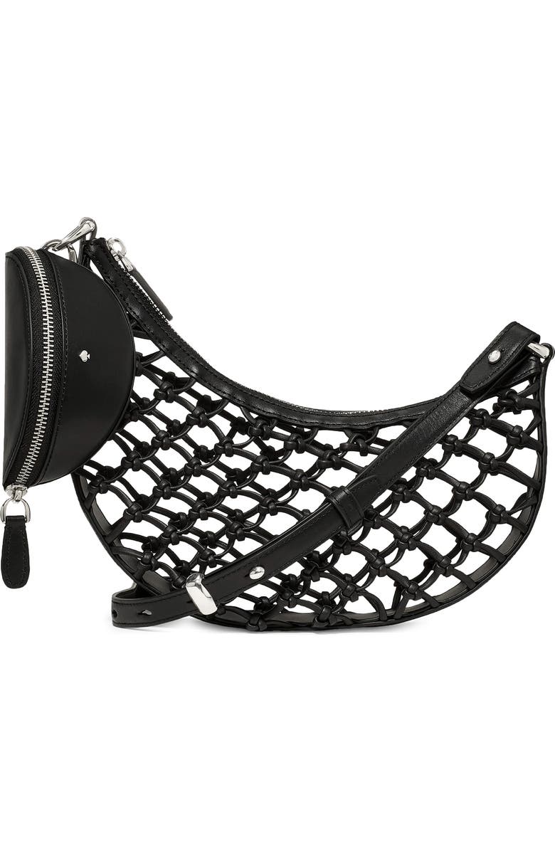 Kate Spade New York duo woven crossbody bag, Main, color, Black