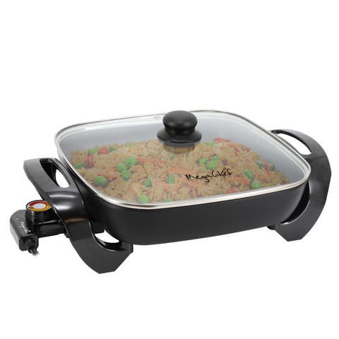 11.81 Inch Electric Skillet with Non-Stick Coating in Black