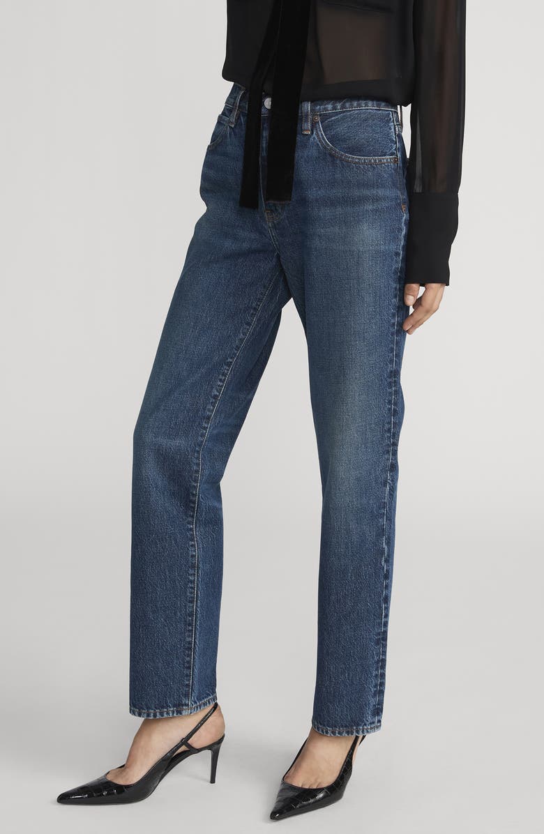 FRAME The Hang High Waist Ankle Straight Leg Jeans, Alternate, color, Sail