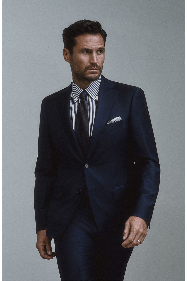 Honey Way Regular Fit Super 150s Navy Wool Suit, Alternate, color, NAVY