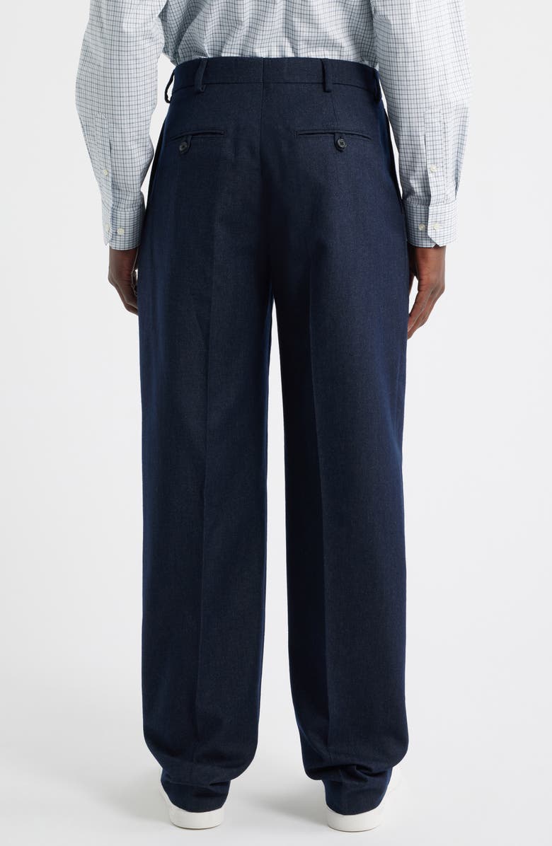 Billy Reid Pleated Cotton & Wool Dress Pants, Alternate, color, Navy