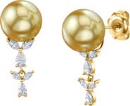 The Pearl Source Golden South Sea Pearl & Diamond Kiara Earrings