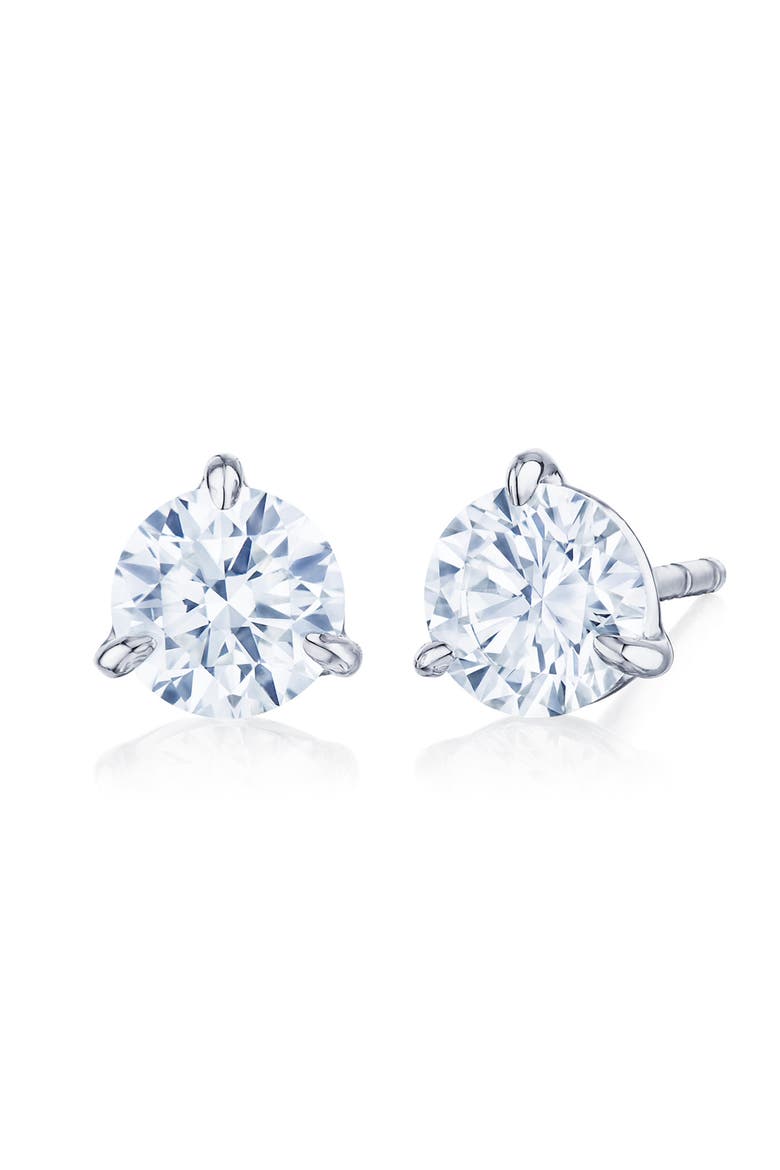 Round Diamond Stud Earrings, Main, color, WHITE GOLD