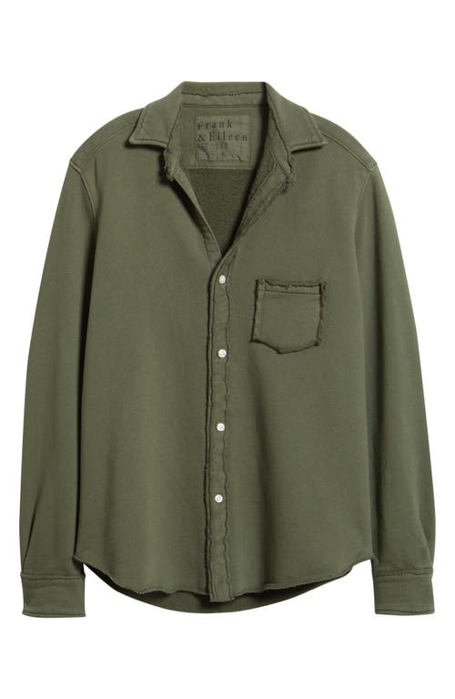 Frank & Eileen Eileen Relaxed Cotton Terry Button-up Shirt In Green