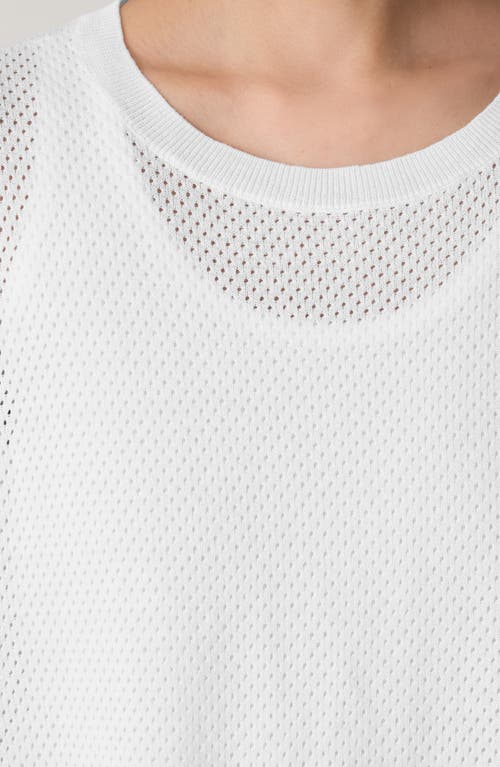 Eileen Fisher Crewneck Short Sleeve Pointelle Sweater In White
