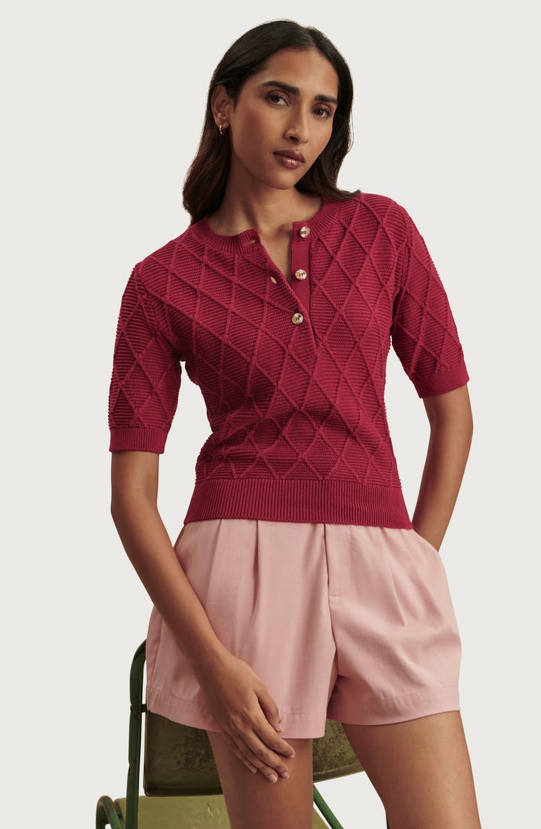 Varley Merryn Diamond Knit Sweater, Alternate, color, Rich Raspberry