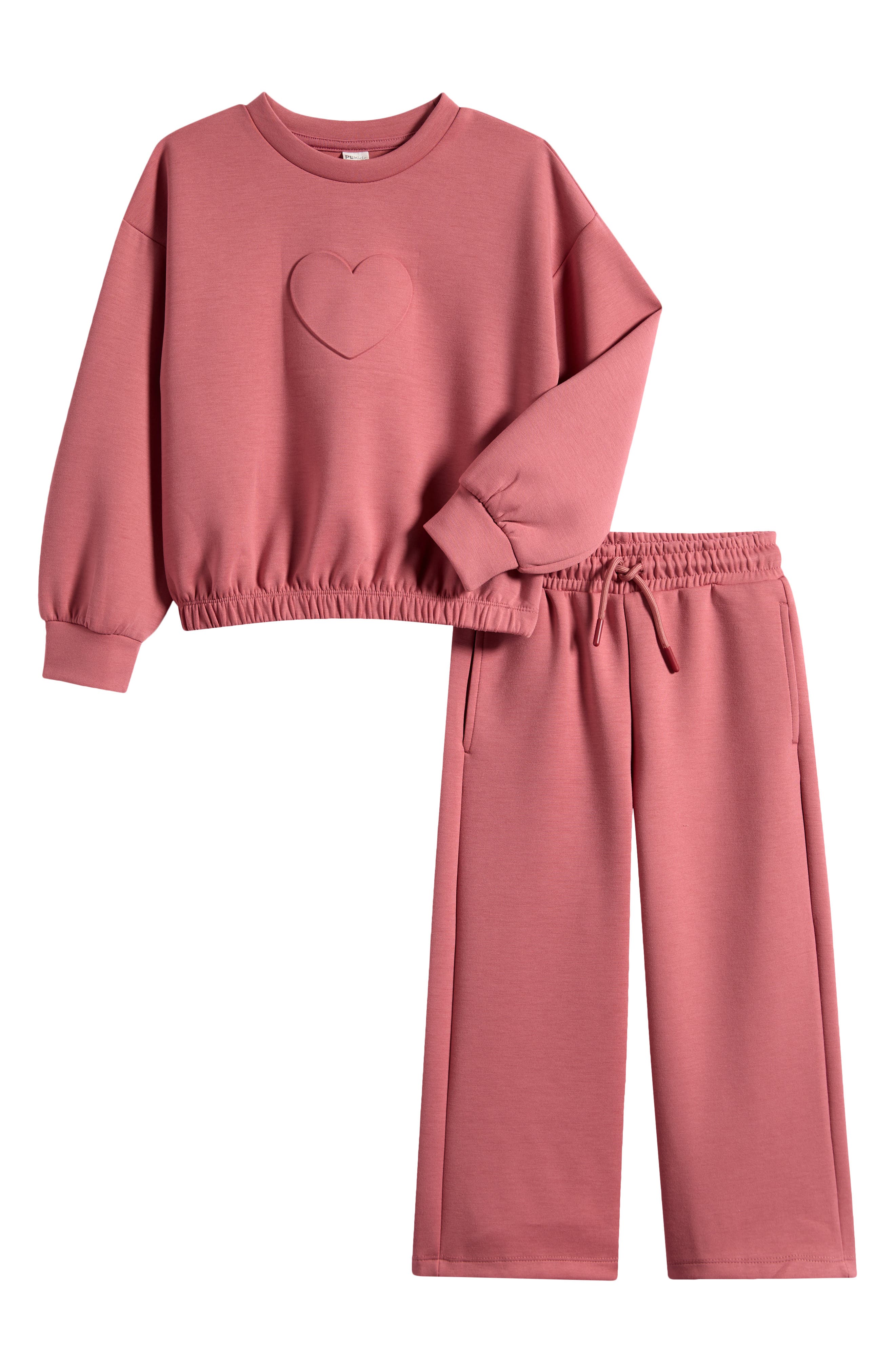 Heart Sweatshirt & Wide Leg Sweatpants Set