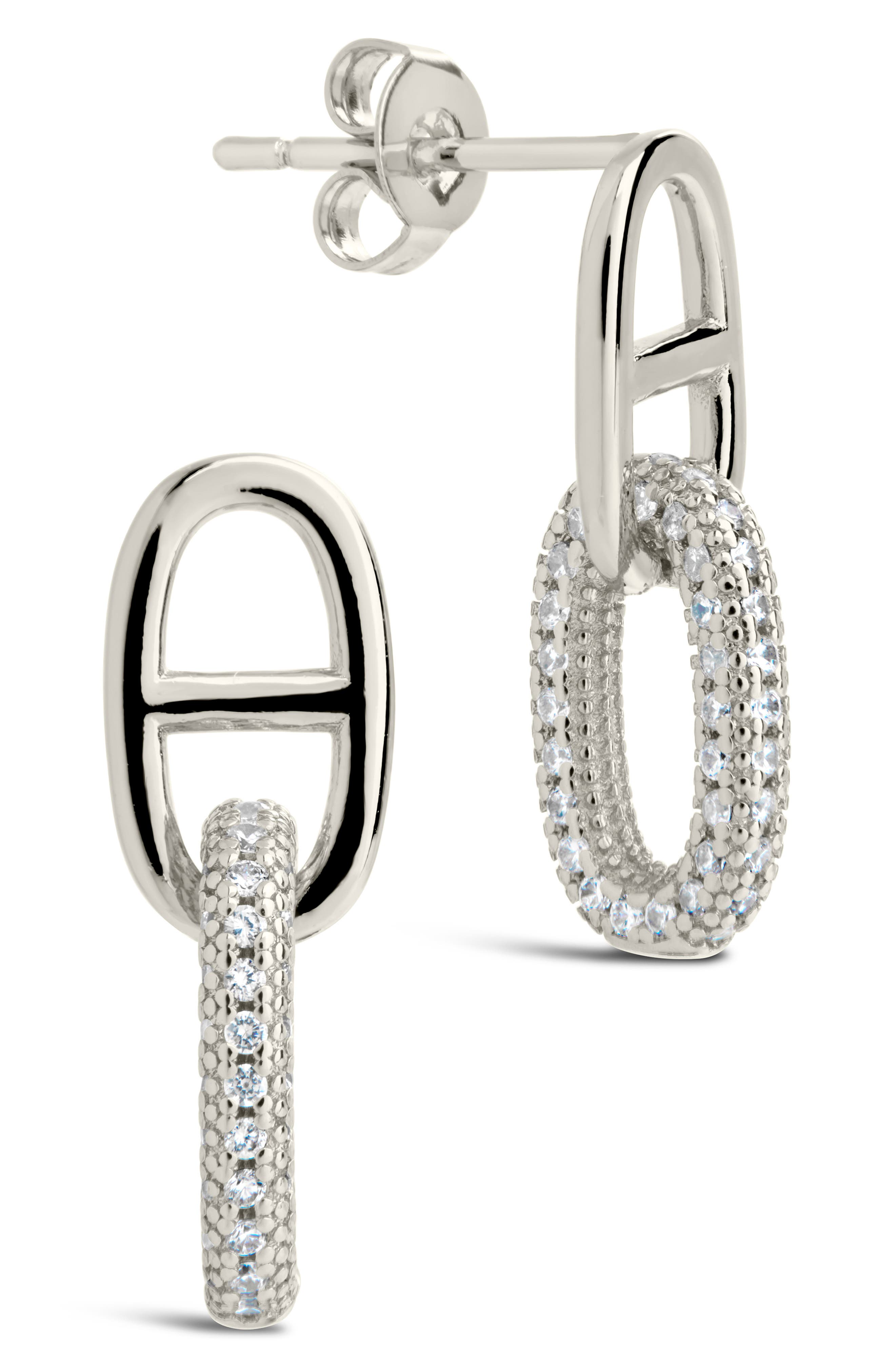 Sterling Forever Reina Pavé Cubic Zirconia Link Drop Earrings