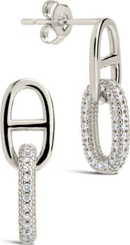 Sterling Forever Reina Pavé Cubic Zirconia Link Drop Earrings