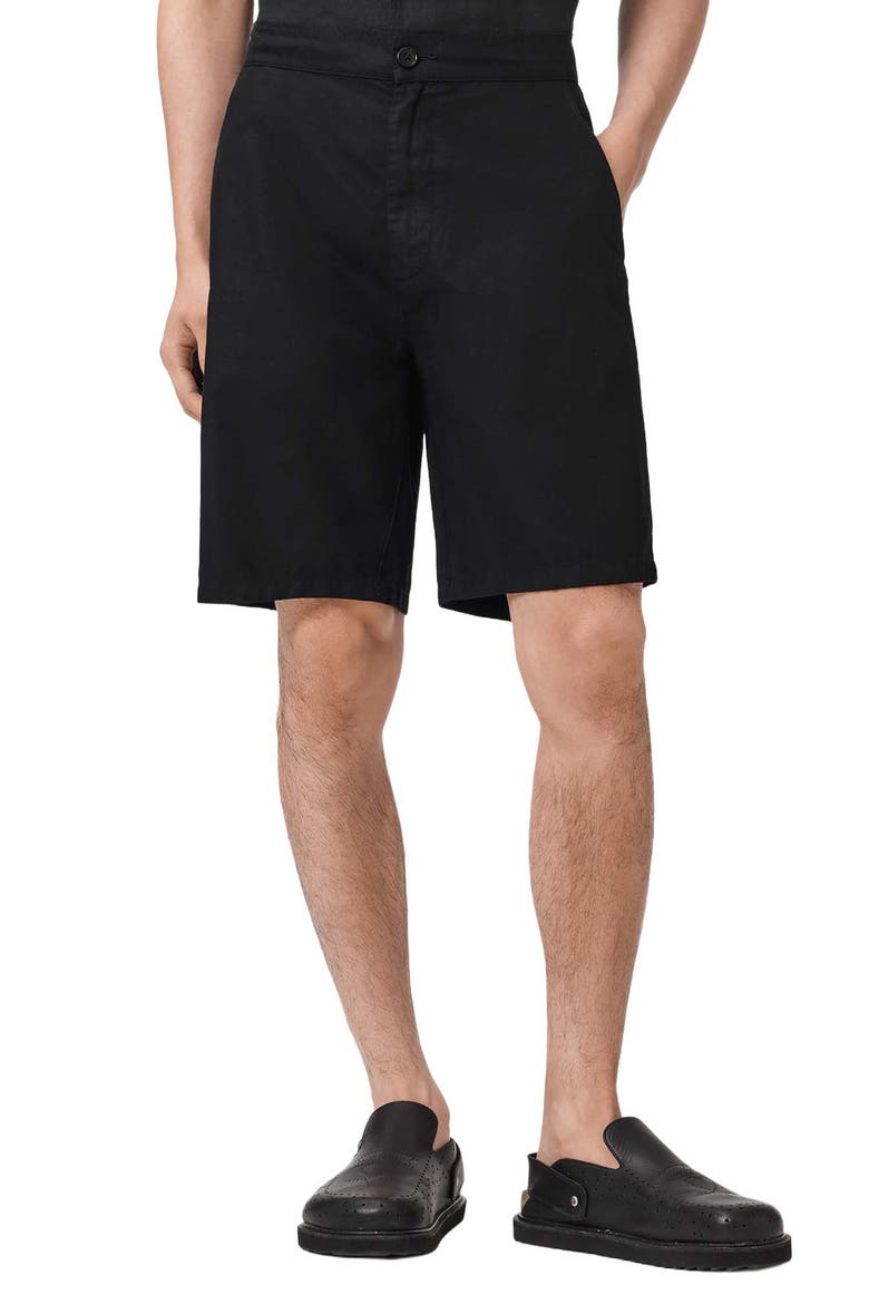 Corbett Cotton & Linen Shorts, Main, color, ORCA BLACK