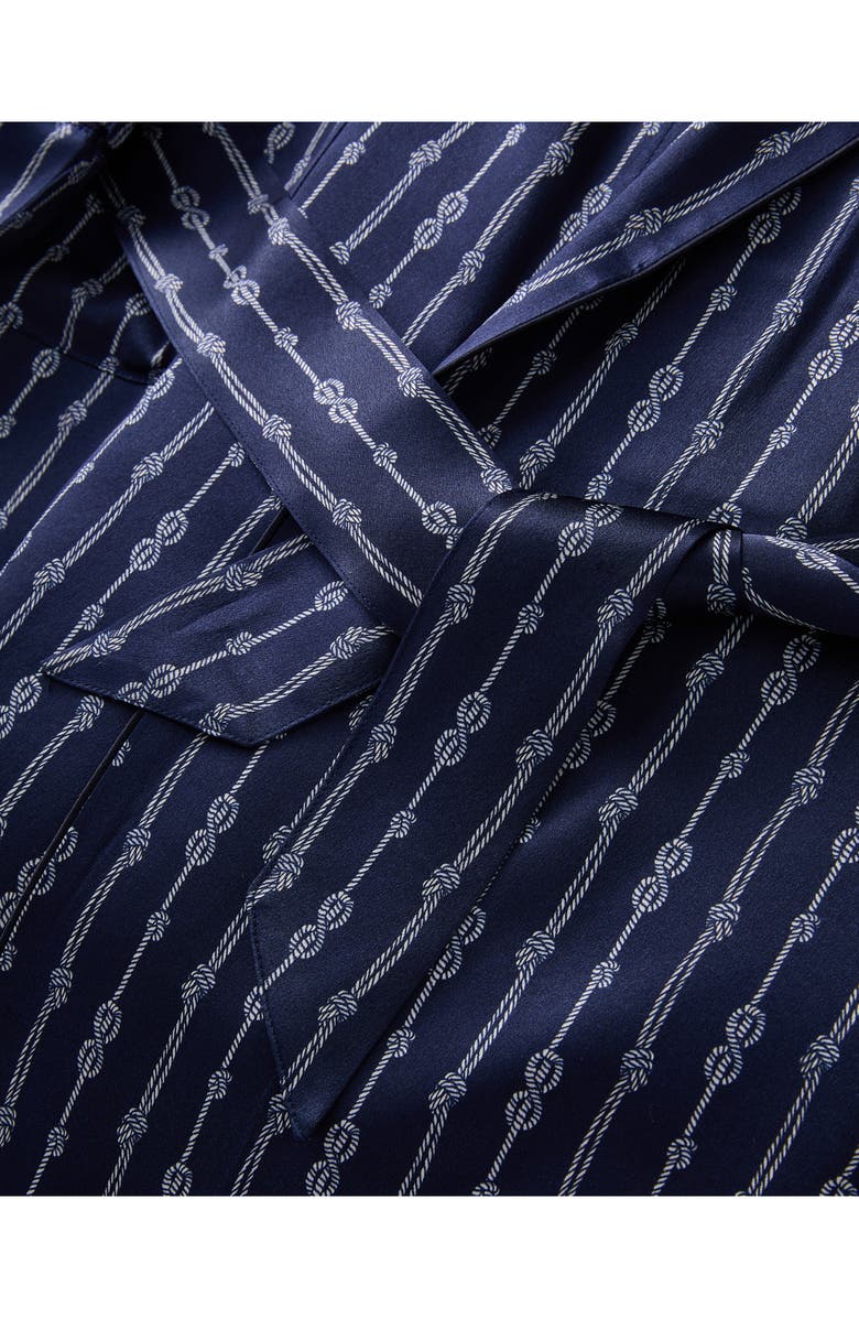 Petite Plume Nautical Stripe Mulberry Silk Robe, Alternate, color, 