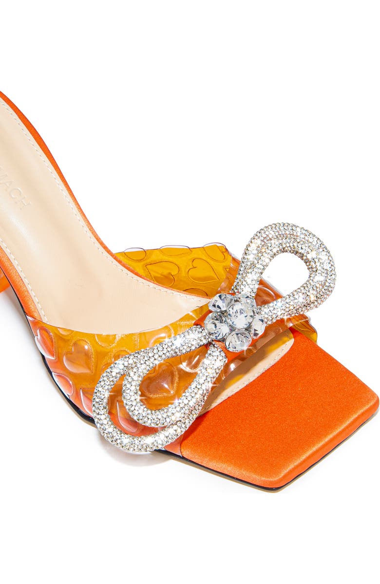 Mach & Mach Hearts Crystal Double Bow Square Toe Slide Sandal, Alternate, color,