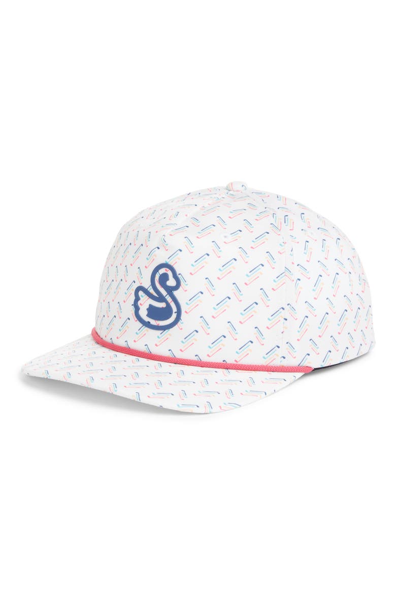 Ryan Golf Club Print Snapback Golf Hat, Main, color, WHITE