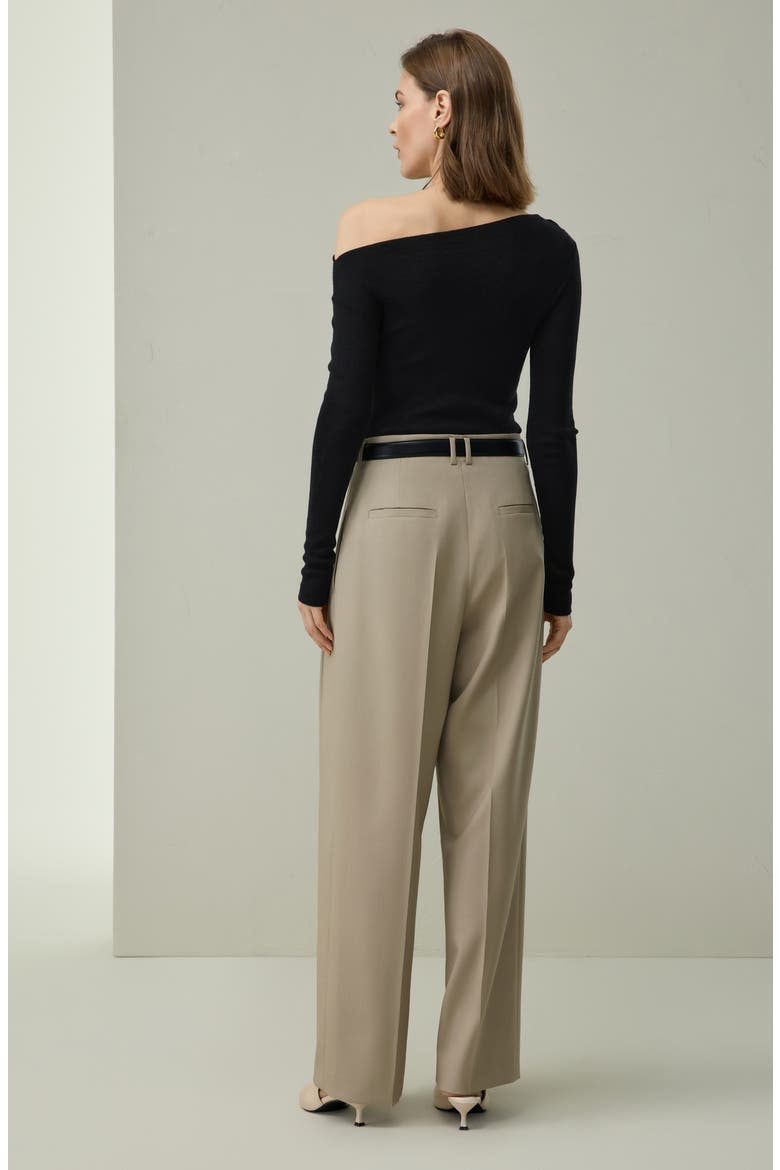 Elegant Off-Shoulder Silk-Cashmere Top, Alternate, color, Black