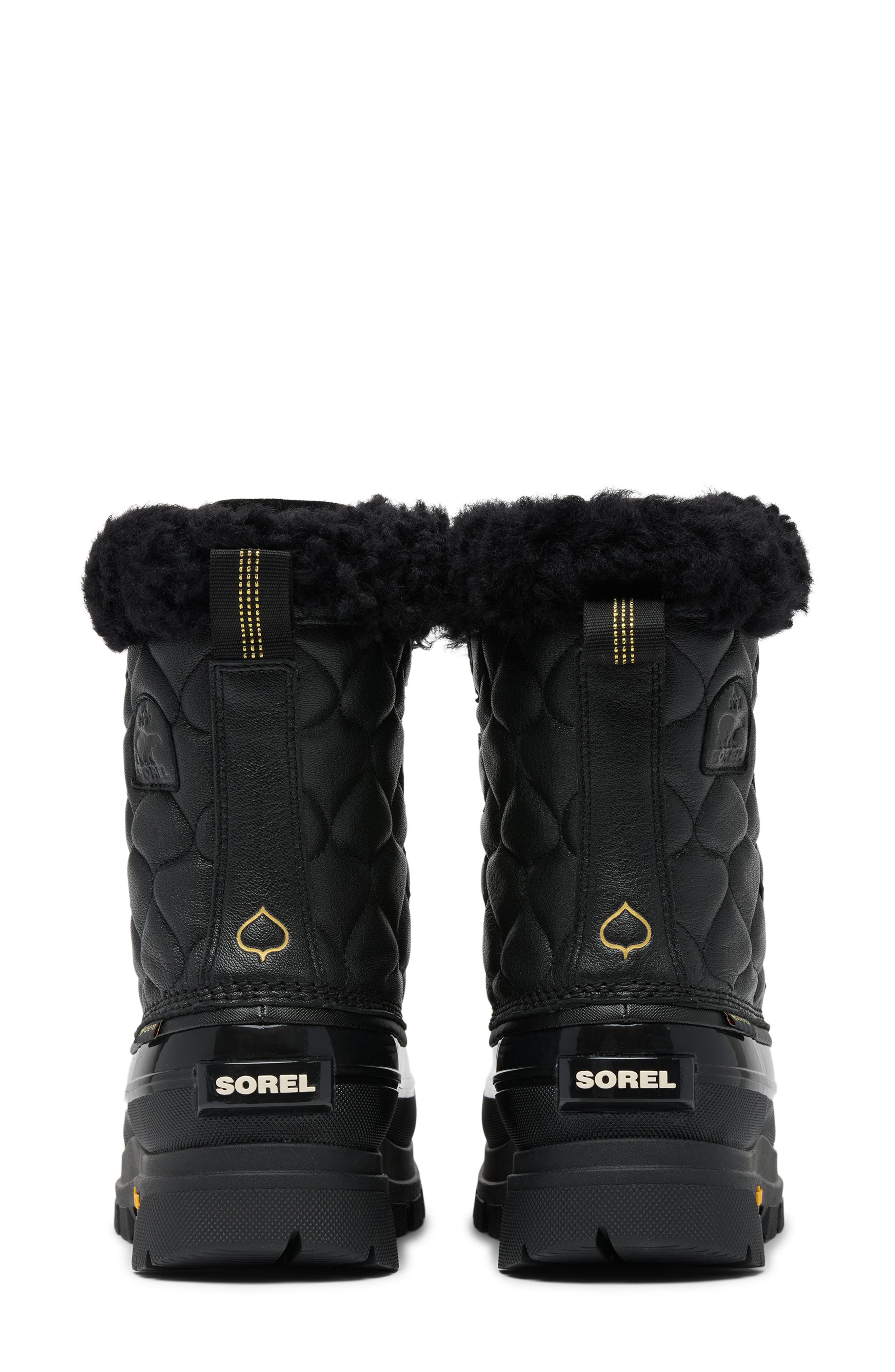 SOREL Caribou Horizon<sup
™</sup
 Quilted Waterproof Boot, Alternate, color, Black/ True Gold