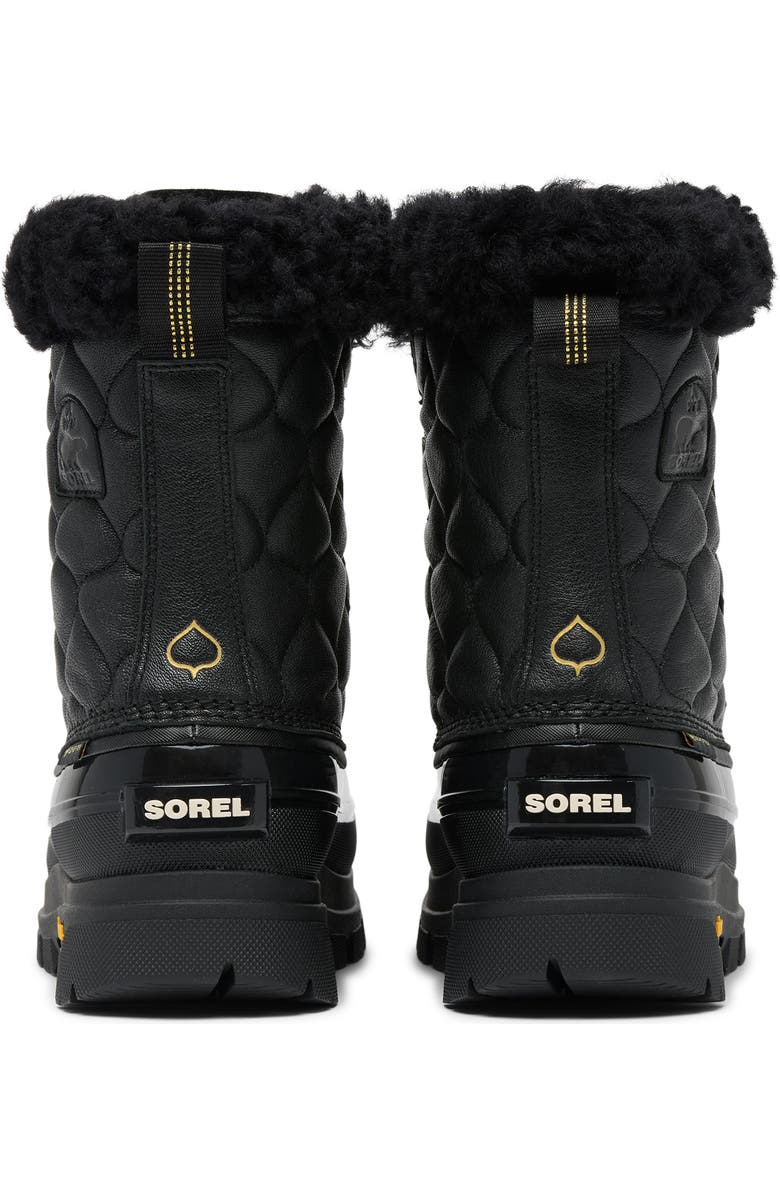 SOREL Caribou Horizon<sup>™</sup> Quilted Waterproof Boot, Alternate, color, Black/ True Gold