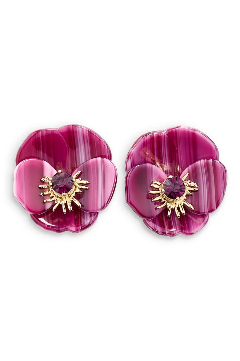 Pansy Button Stud Earrings, Main, color, WILDBERRY