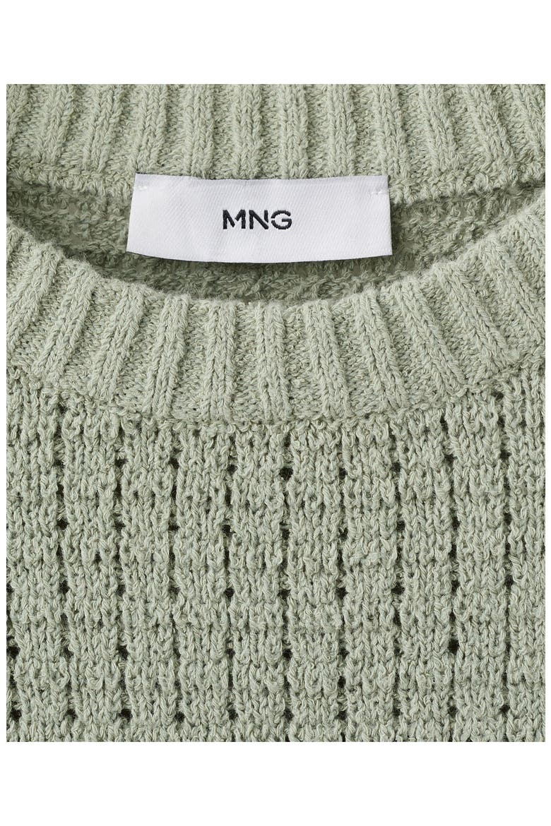 Crewneck Open Knit Sweater, Alternate, color, MINT GREEN
