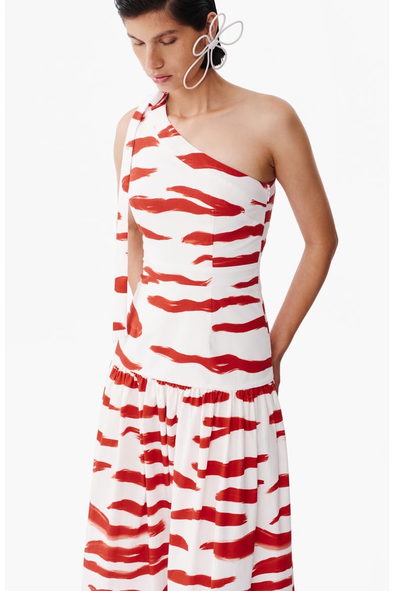 Palma Tied One-Shoulder Cotton Maxi Dress, Alternate, color, Litoral Rojo