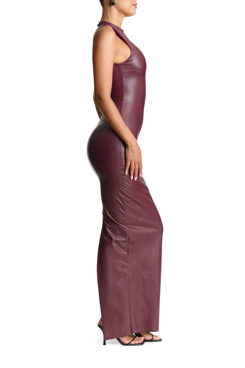 Liquid Faux Suede All Faux Love Maxi Dress, Alternate, color, DARK PLUM
