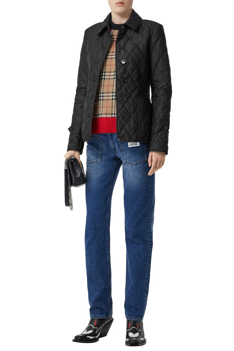 Fernleigh Thermoregulated Diamond Quilted Jacket, Alternate, color, BLACK