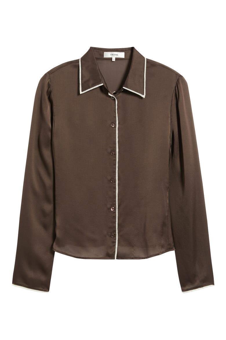 The Slim Essential Silk Shirt, Alternate, color, COFFEE MULTI