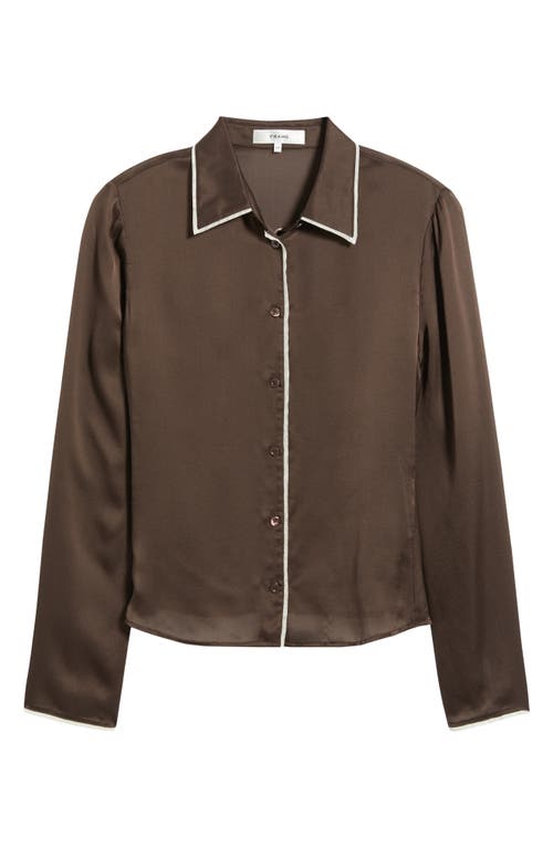 Frame Womens Coffee Multi The Slim Essential Silk Shirt In Brown