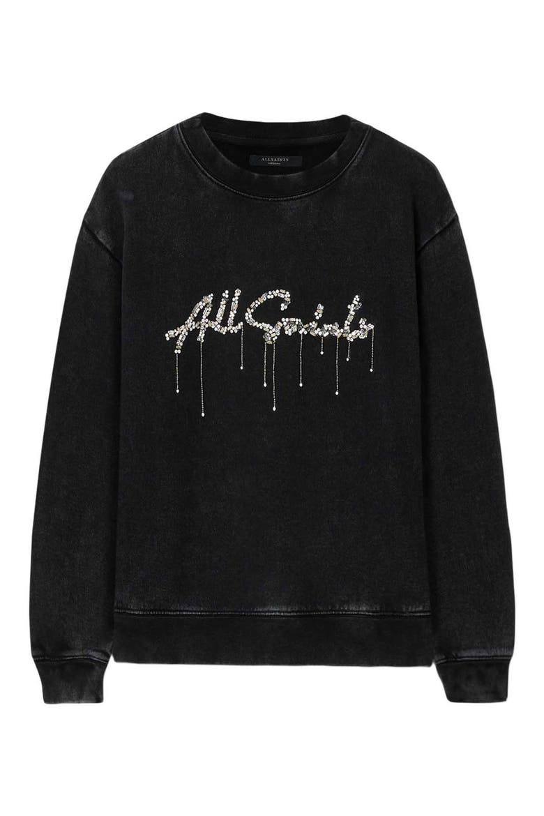 Chains Pippa Embellished Sweatshirt, Alternate, color, WASHED BLACK