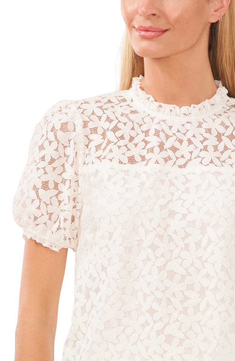 CeCe Puff Sleeve Floral Lace Blouse, Alternate, color, New Ivory