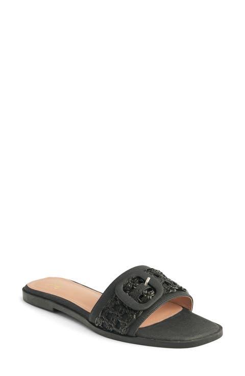 Amber Woven Buckle Slide Sandal (Women)