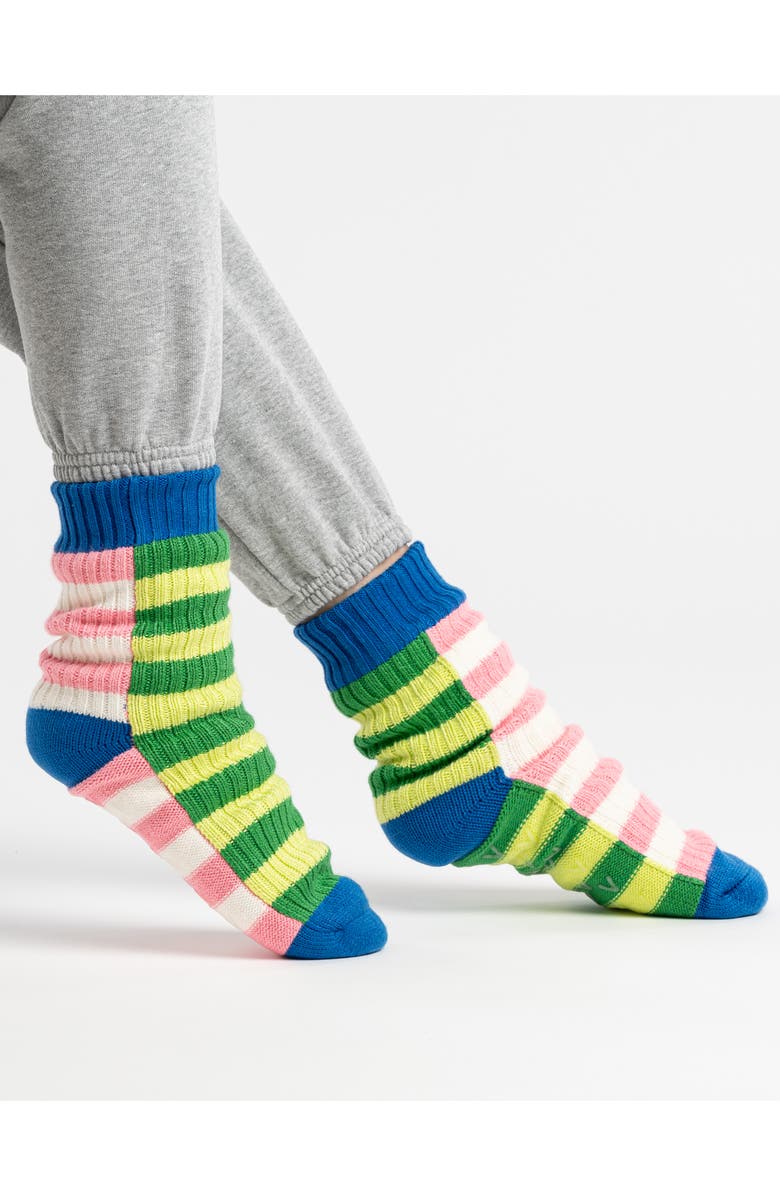 verloop Mismatch House Crew Socks, Alternate, color, Lime Green