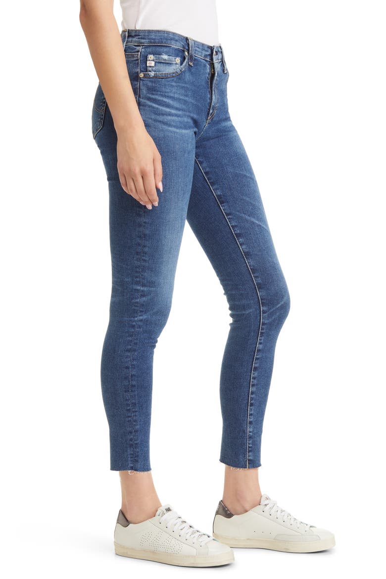 The Legging Raw Hem Ankle Skinny Jeans, Alternate, color, 12 YEARS BLUE DUST