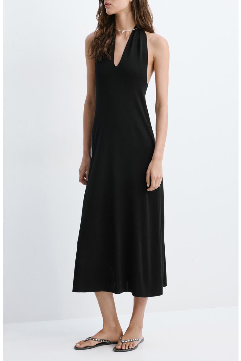 Halter Dress with Back Detail, Main, color, BLACK