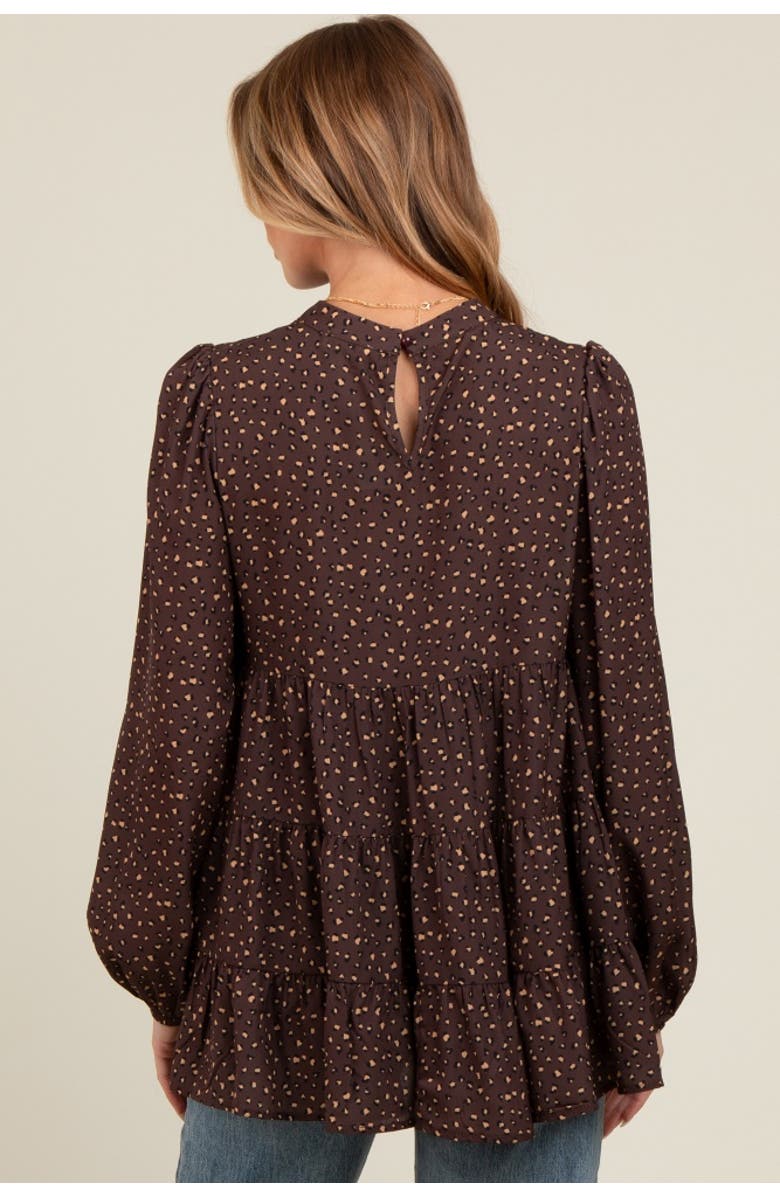 PinkBlush Animal Print Mock Neck Tiered Top, Alternate, color, Mocha