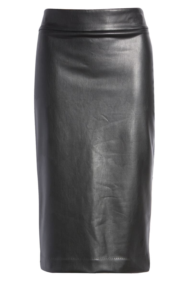 Faux Leather Pencil Skirt, Alternate, color, ANNE BLACK
