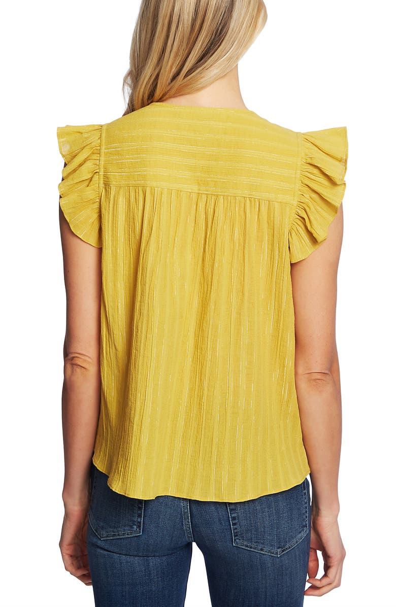 CeCe Flutter Sleeve Metallic Stripe Top, Alternate, color,