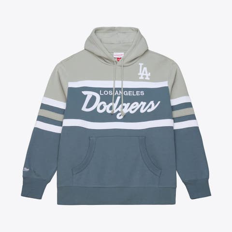 Men's Mitchell & Ness  Gray Los Angeles Dodgers Cooperstown Collection Thunderstorm Head Coach Hoodie