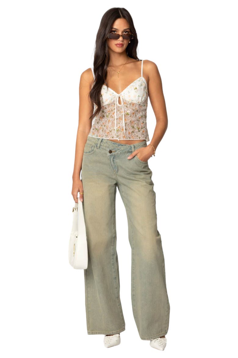 Flowery Sheer Embroidered Camisole, Alternate, color, WHITE